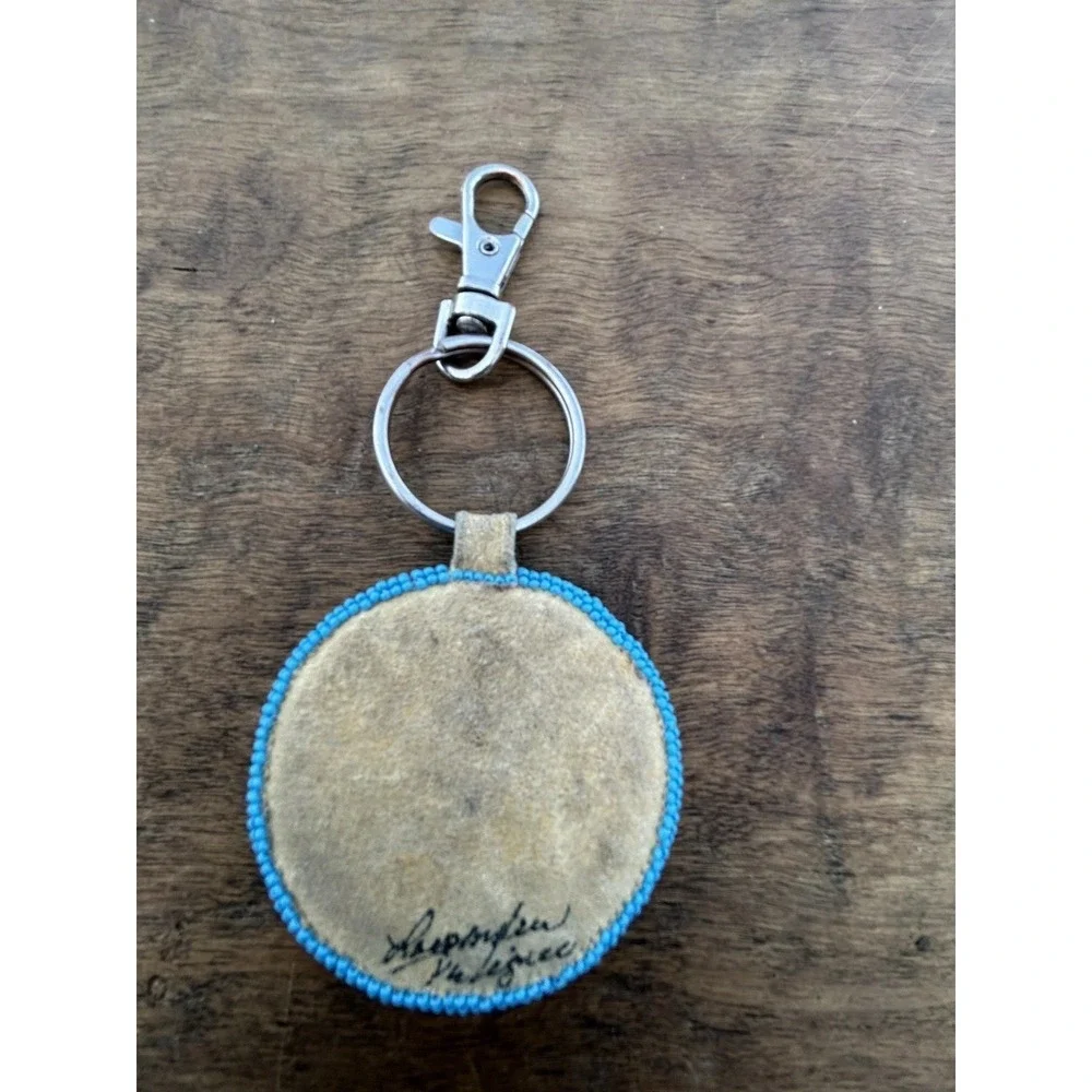 Shoshone-Bannock Beaded Leather Keychain Fort Hall Idaho Native American